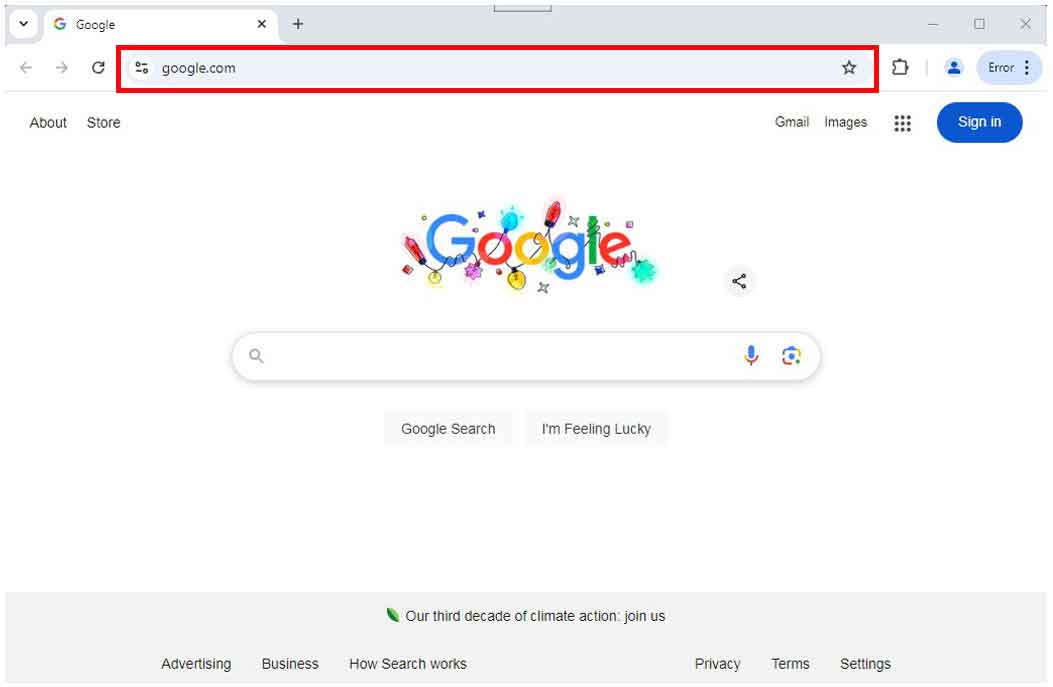 Example of the Address Bar In Chrome