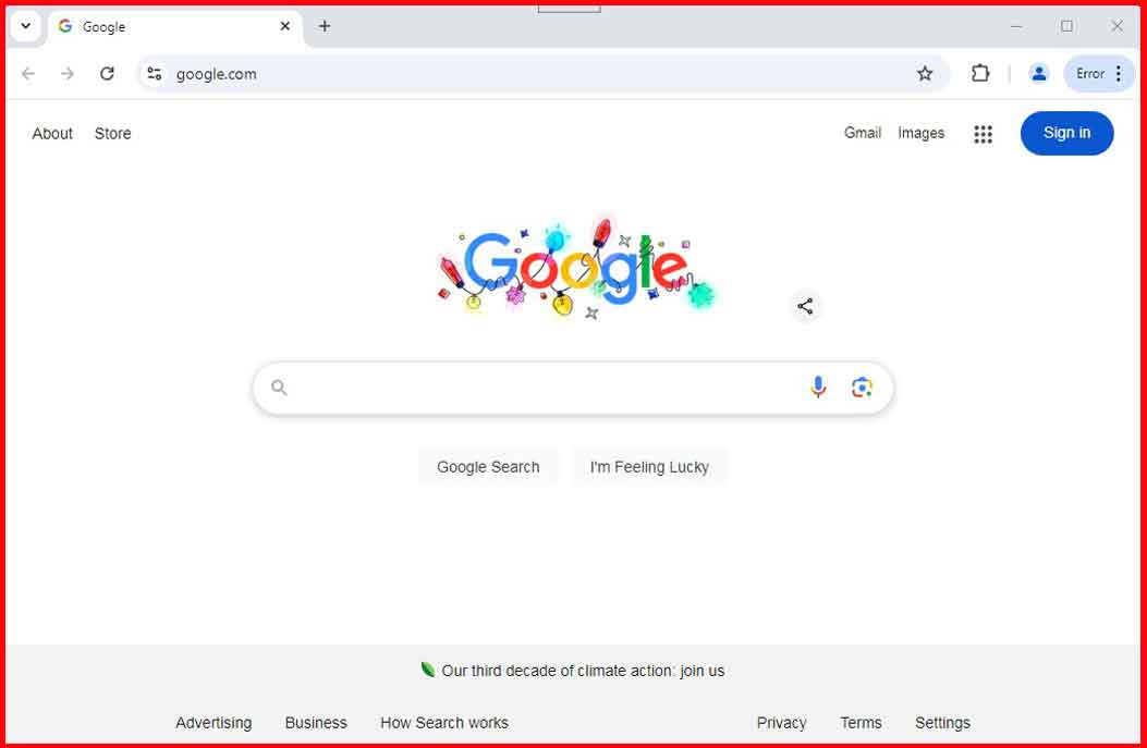 Example of Chrome Web Browser